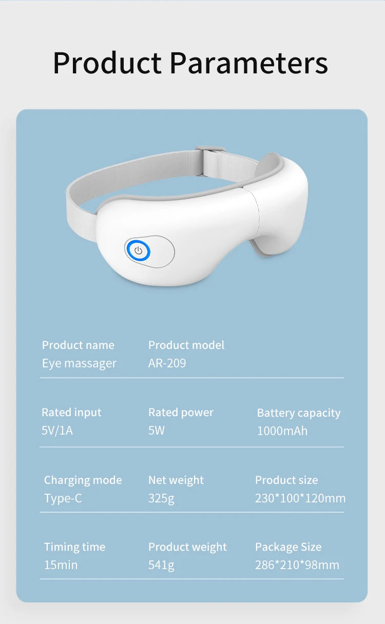 Smart Air Pressure Eye Massager with Heat & Vibration for Stress Relief