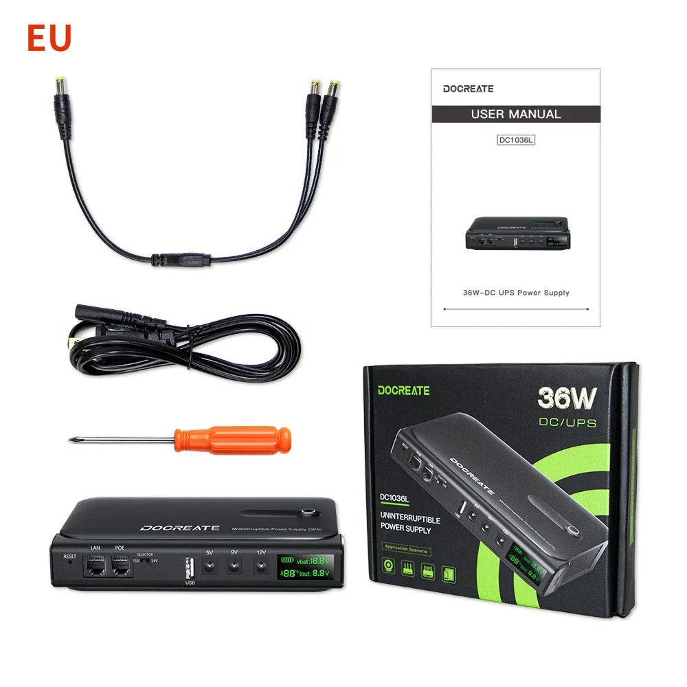 36W Mini DC UPS Backup Power Supply for Router & CCTV - Uninterruptible