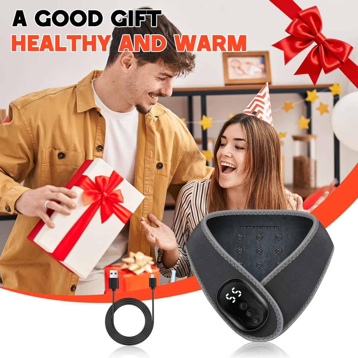Portable Wireless Neck Massager Wrap with Heat and Vibration Therapy