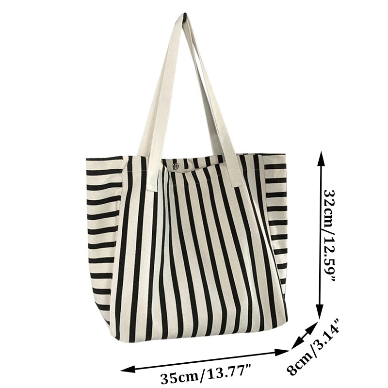 Luxury Striped Canvas Beach Tote