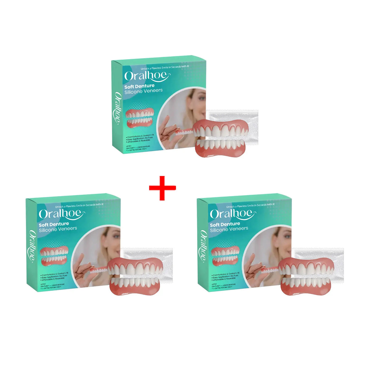 Silicone Temporary Dentures - Comfortable Snap-On Smile & Teeth Repair Kit