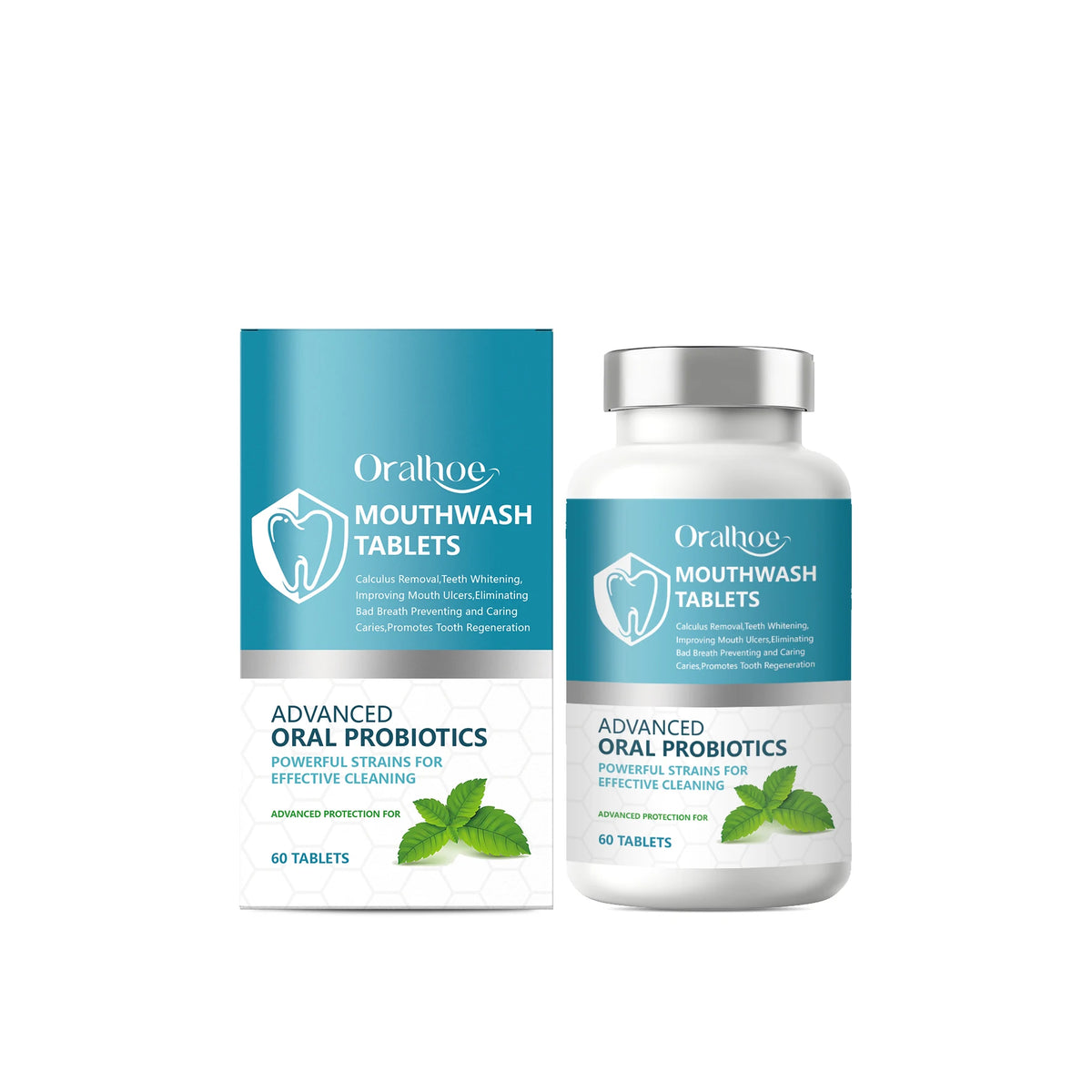 Probiotic Teeth Whitening Mouthwash Tablets for Fresh Breath & Oral Care