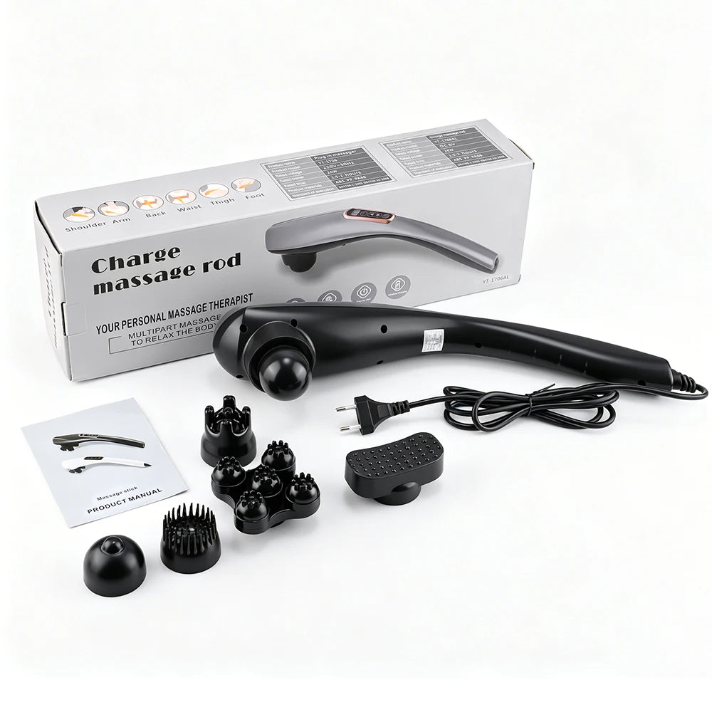 Electric Dolphin Percussion Body Massager with 6 Interchangeable Heads