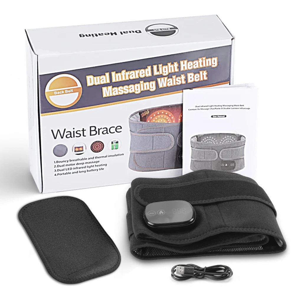 Heated Waist Massager Belt with Vibration Therapy for Back Pain Relief