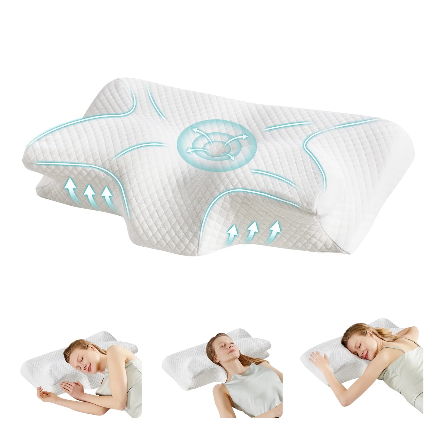 Ergonomic Memory Foam Cervical Pillow for Neck Pain Relief & Cooling