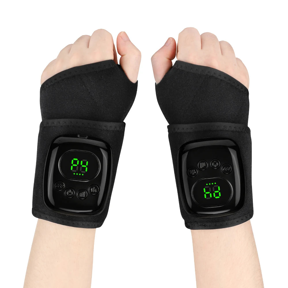 Cordless Air Compression Wrist Massager with Heat Therapy for Pain Relief