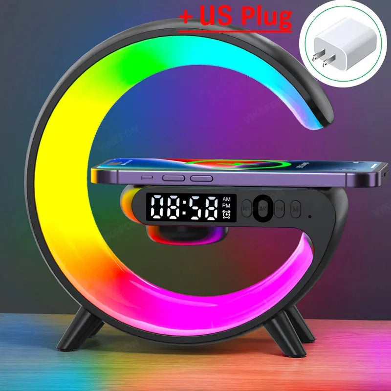Multifunction 15W Wireless Charger, Bluetooth Speaker & RGB Alarm Clock