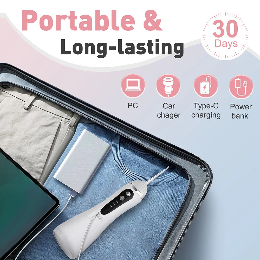 Portable Cordless Water Flosser - Rechargeable Dental Oral Irrigator for Teeth