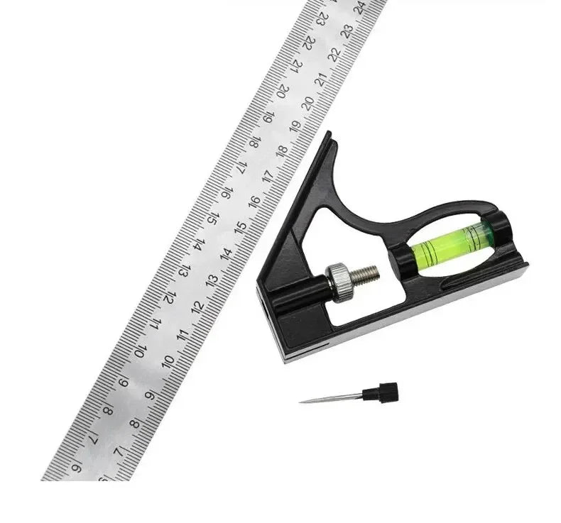 300mm Stainless Steel Combination Square Ruler - Adjustable Angle Gauge