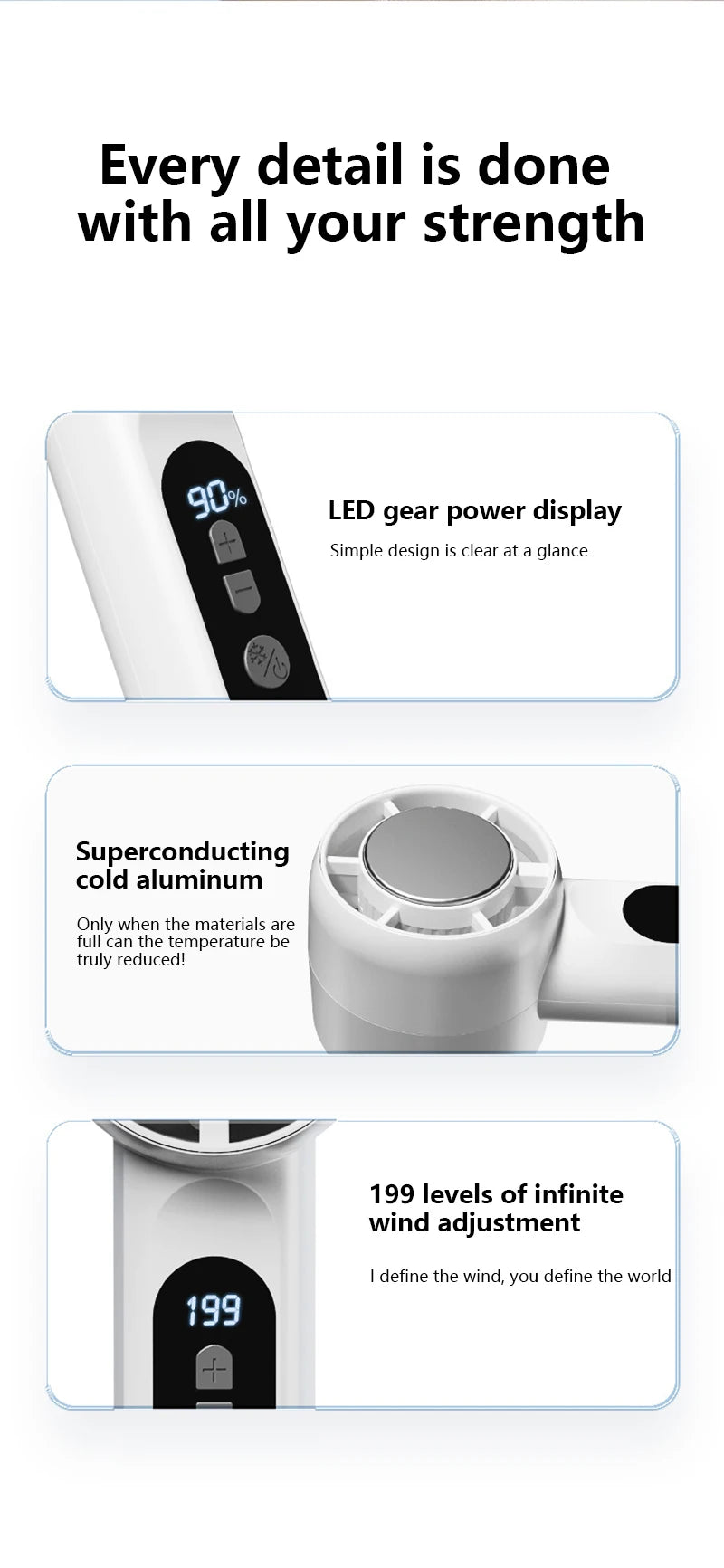 Portable Ice Cooling Handheld Turbo Fan with LED Digital Display