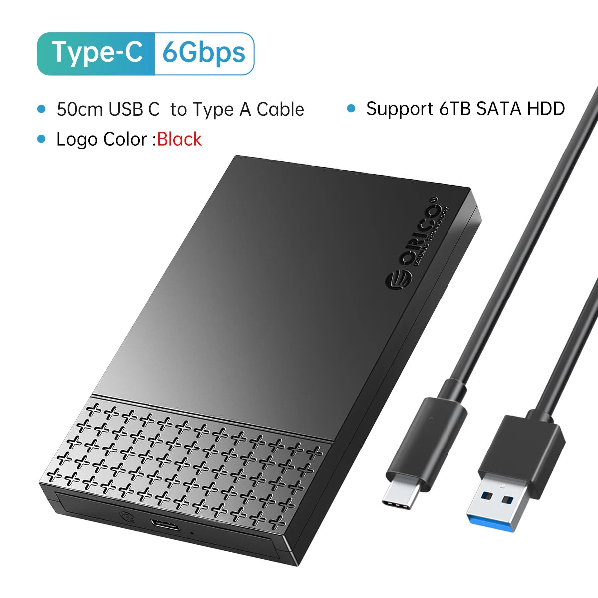 ORICO 2.5" USB-C Hard Drive Enclosure SATA to USB 3.1 SSD/HDD Adapter Case