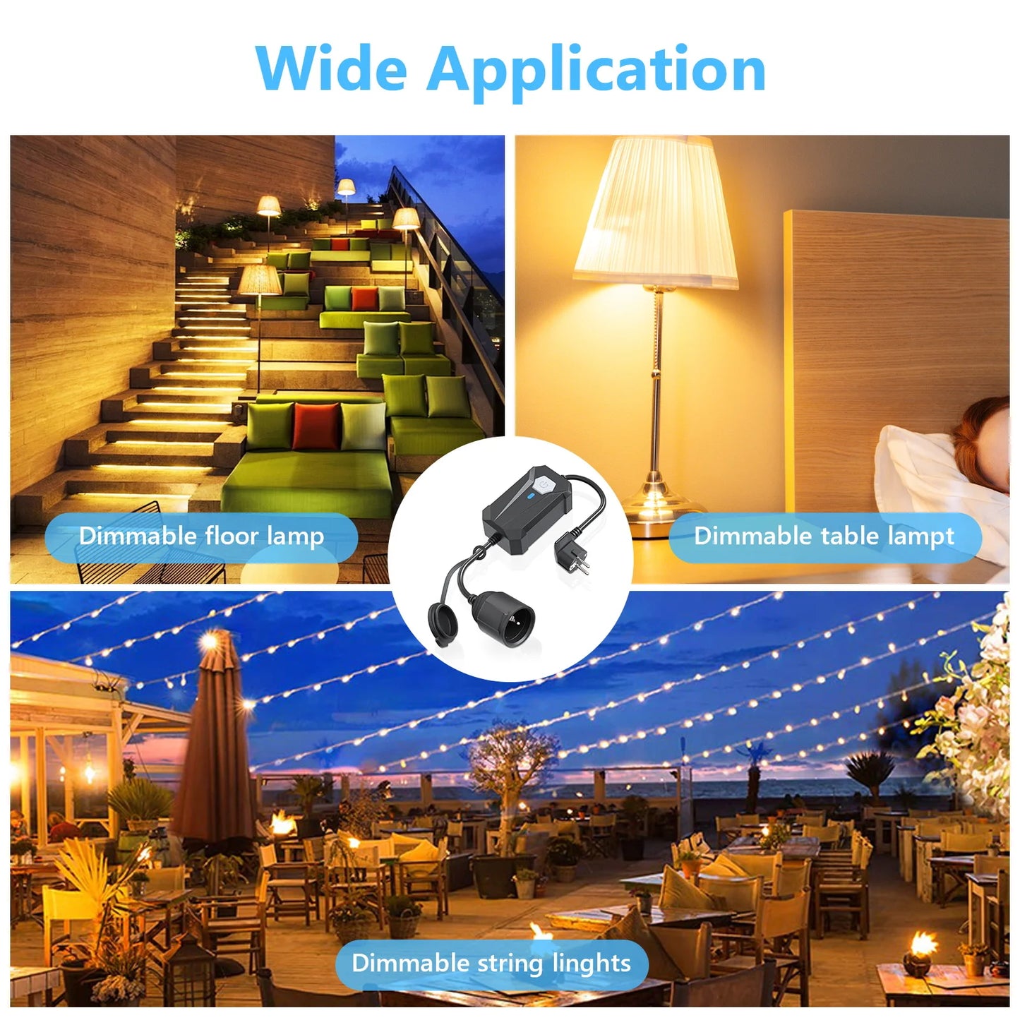 Smart WiFi Outdoor Dimmer Plug with Remote for String Lights