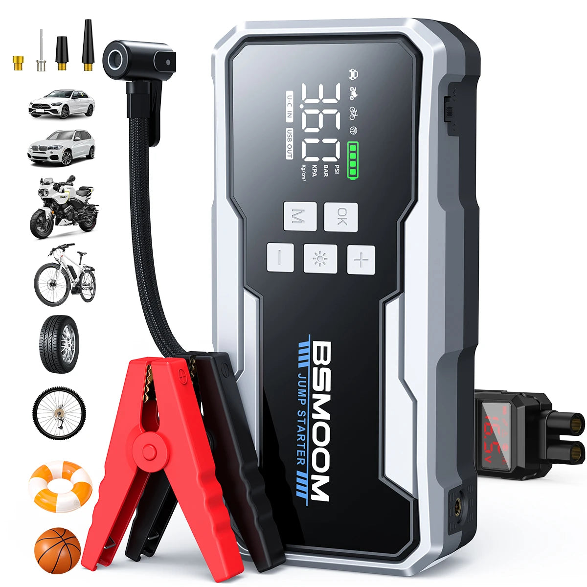 1500A Car Jump Starter with 150PSI Air Compressor & Power Bank