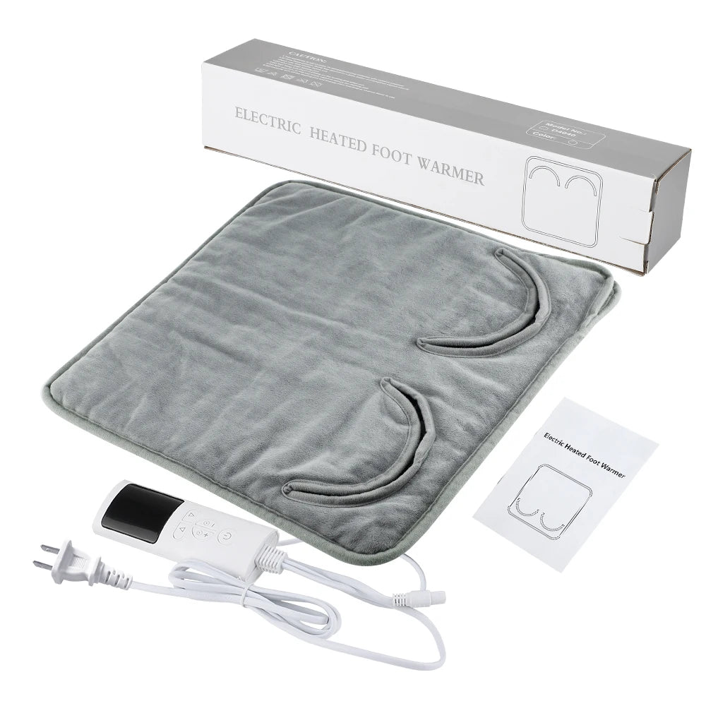 Electric Heated Foot Warmer - Adjustable Temperature & Timer Desk Heating Pad