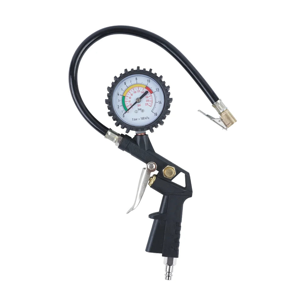 220 PSI Tire Inflator with Pressure Gauge & Air Hose for Cars & Motorcycles