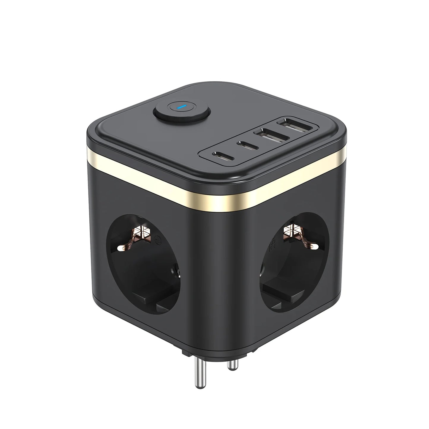 7-in-1 European Power Strip Cube with 4 USB/Type-C Fast Charging Ports
