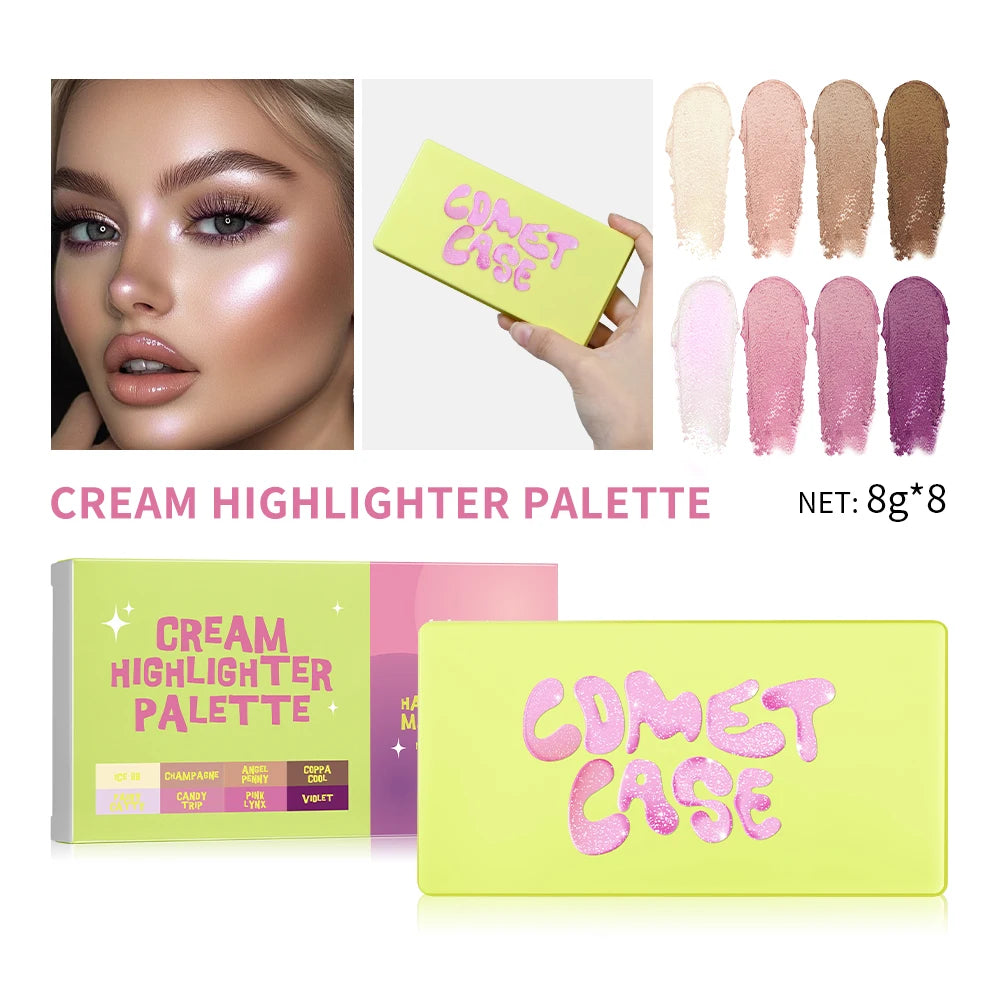 8-Color Cream Blush Palette - Long-Lasting Matte Face Makeup