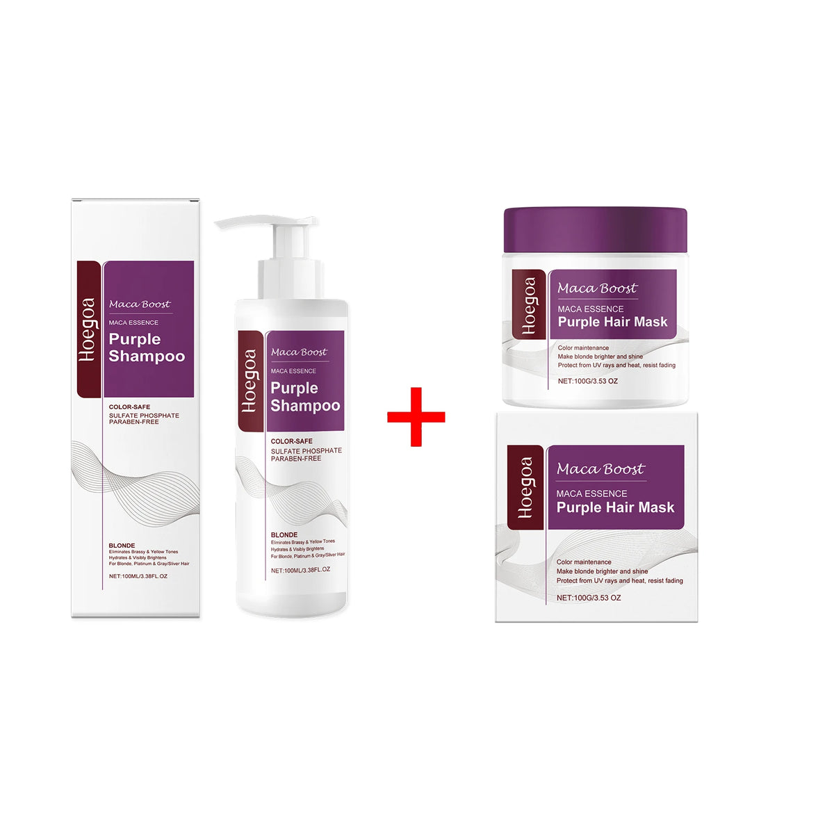 Purple Toning Hair Mask & Shampoo Set for Blonde Hair Repair & Color Protection