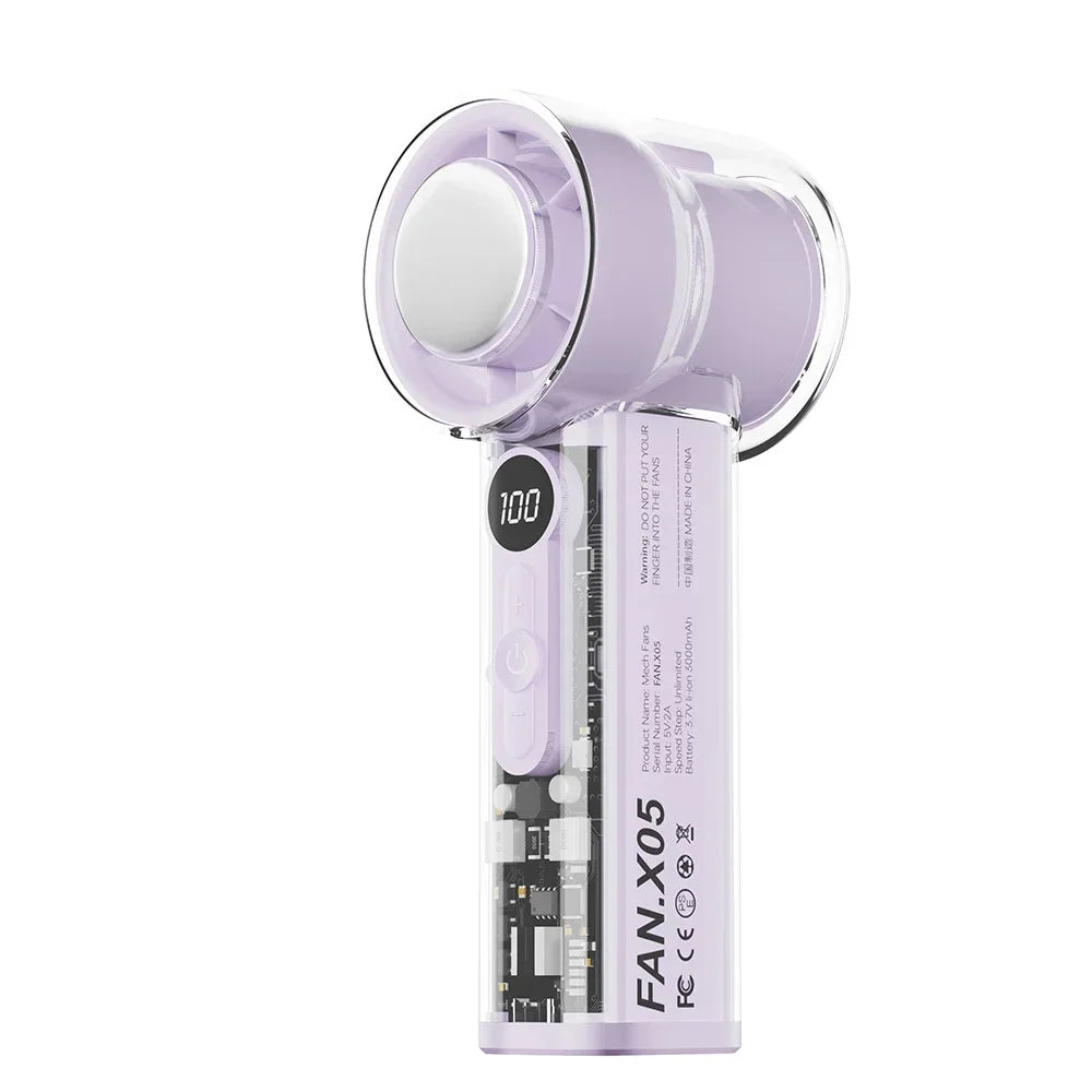 Portable 100-Speed Foldable Cooling Fan with LED Display