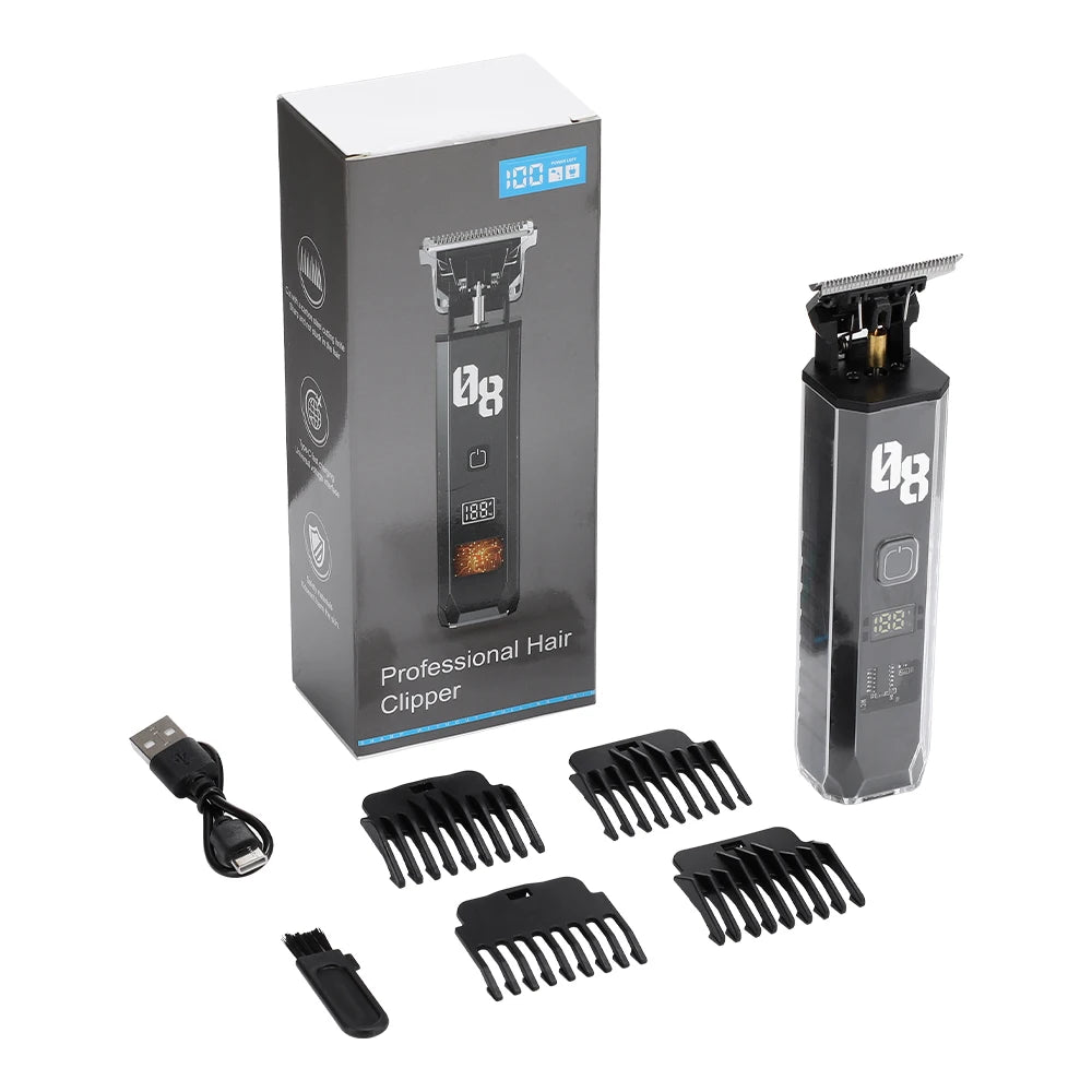 Professional Cordless Hair Trimmer & Precision Grooming Clipper with LED Display