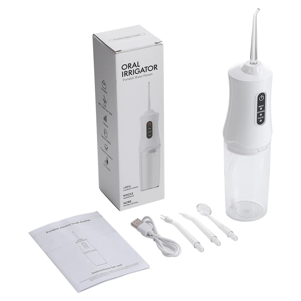 Portable Cordless Water Dental Flosser - USB Rechargeable Teeth Cleaning Tool