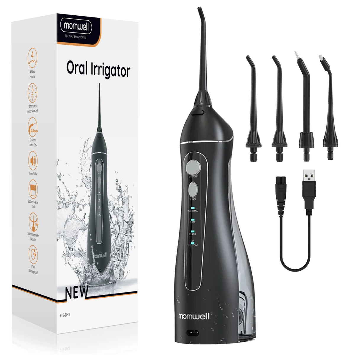 Portable Cordless Water Flosser - Rechargeable Oral Irrigator with 4 Cleaning Modes