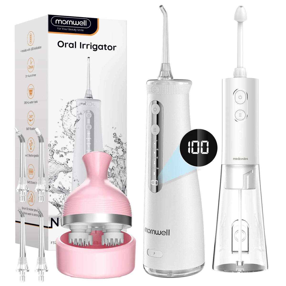 Professional Cordless Water Flosser & Scalp Massager Combo for Oral & Body Care