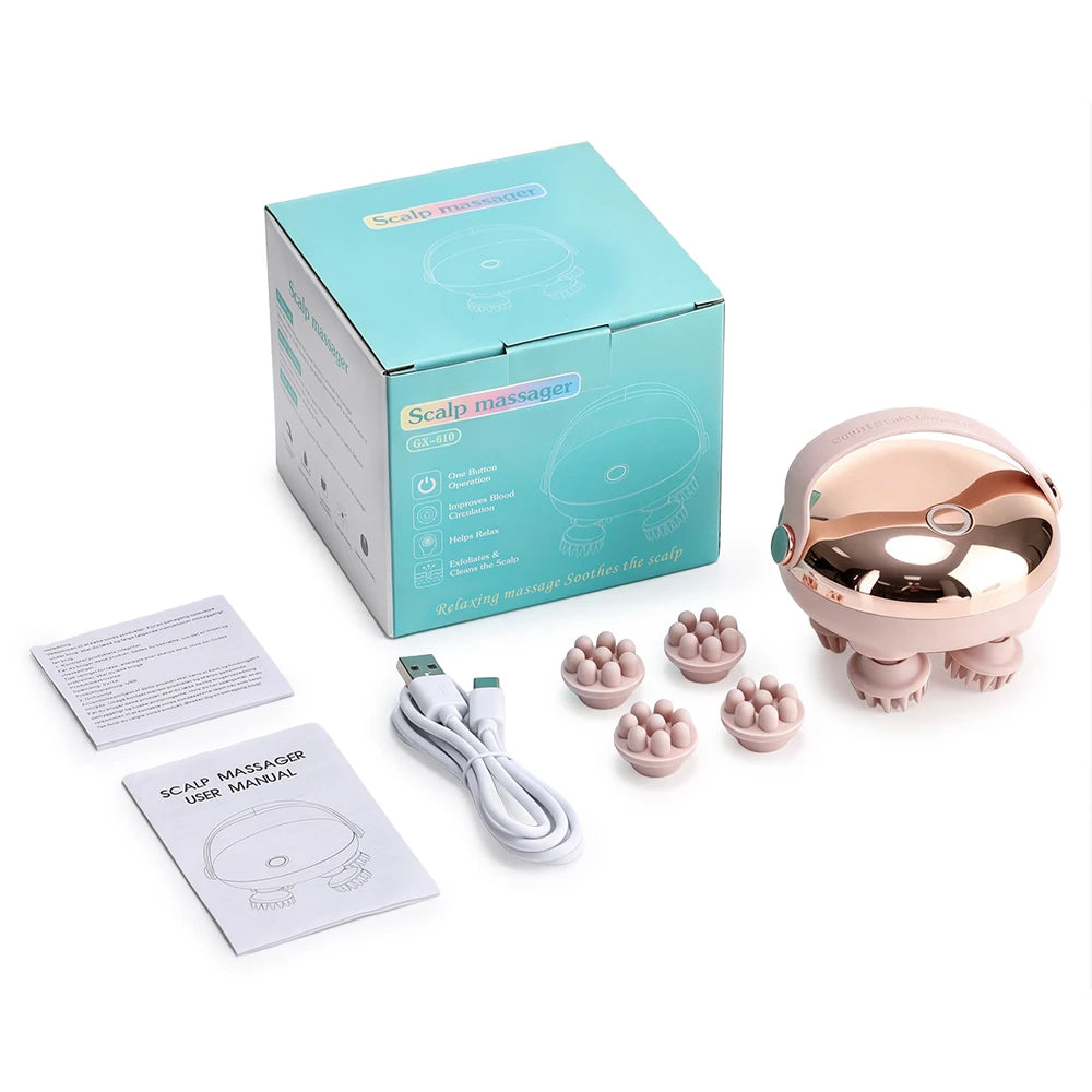 Electric Scalp and Body Massager - Portable Waterproof Handheld Relaxation Tool