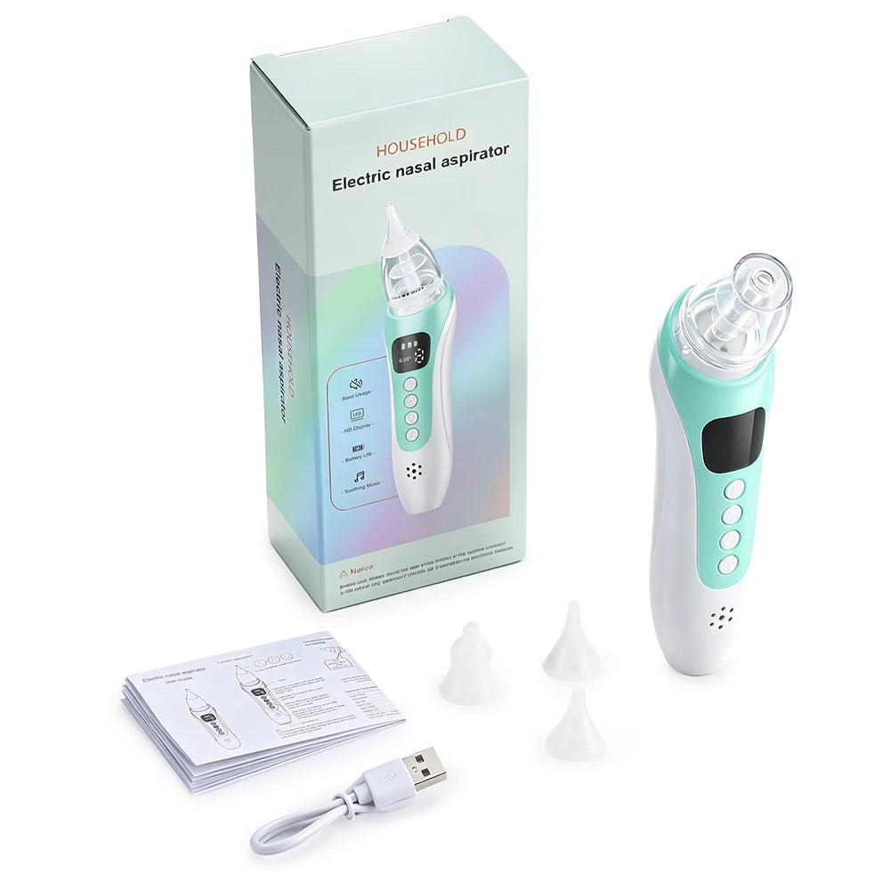 Electric Baby Nasal Aspirator - Rechargeable Nose Cleaner with Music & LED Screen