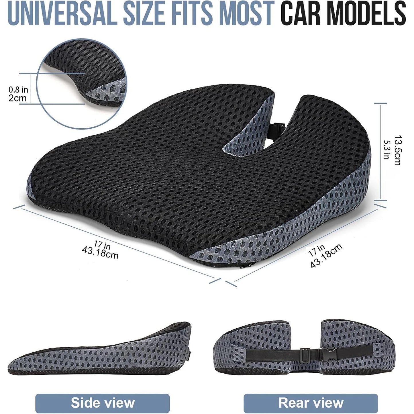 Memory Foam Car Wedge Seat Cushion for Driving & Posture Support