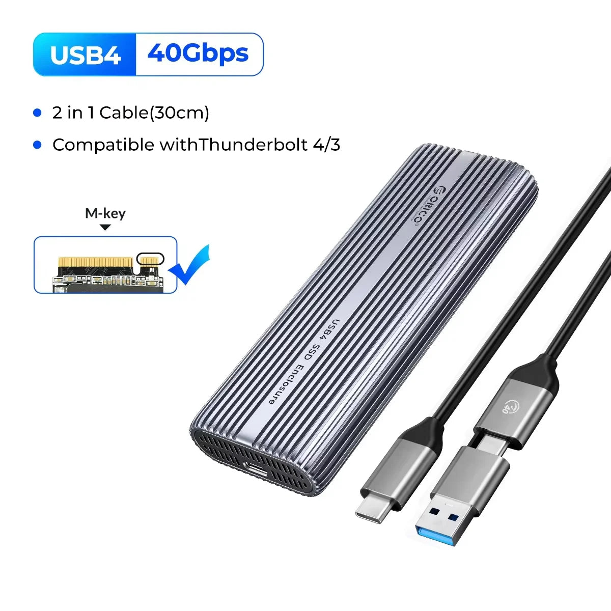 ORICO M.2 NVMe SSD Enclosure USB-C 10Gbps Portable External Drive Case