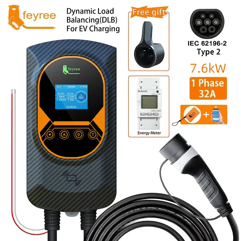 Type 2 Smart EV Wallbox Charger - 7.6kW/11kW/22kW with WiFi & App Control