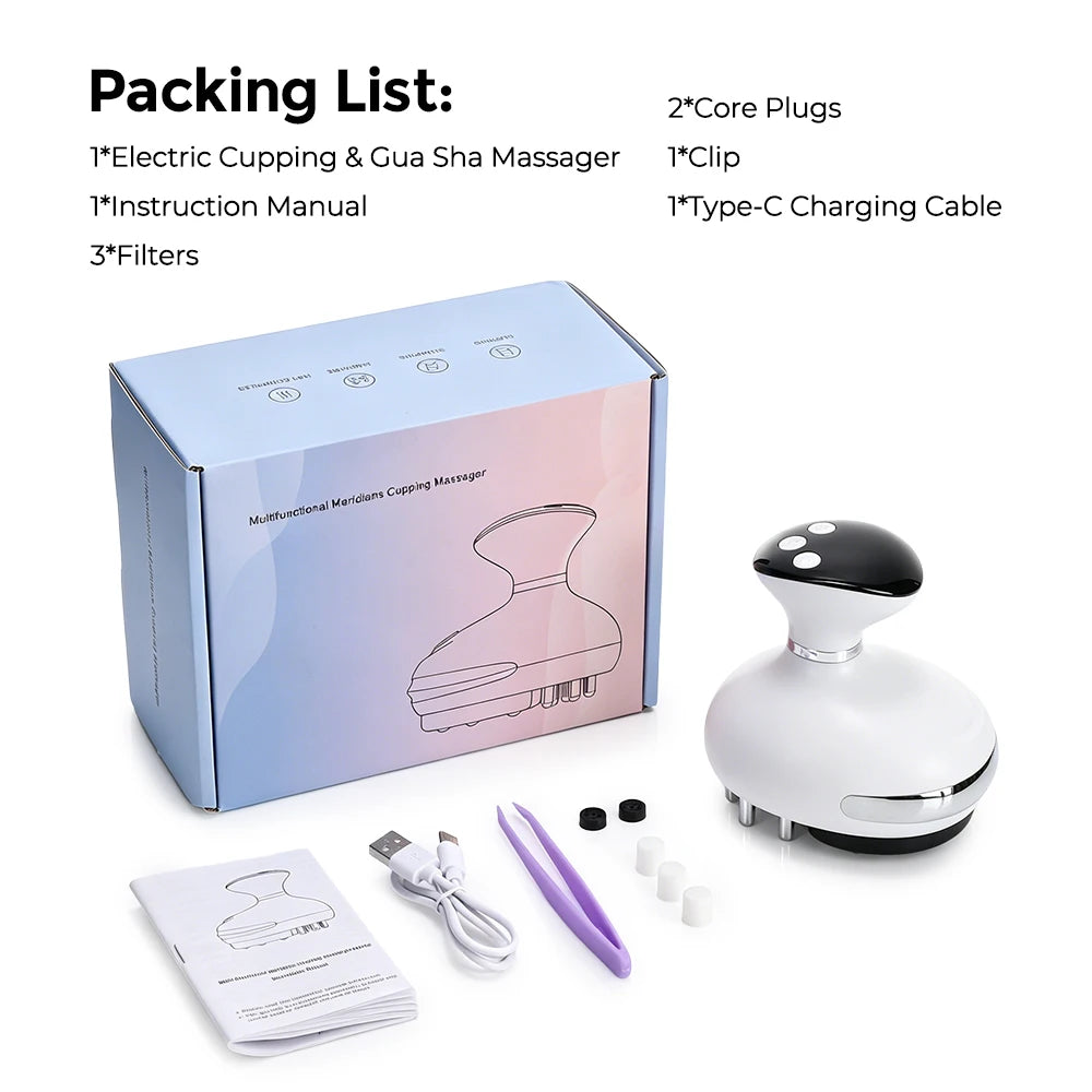 Electric Cupping Massager with Red Light Therapy & Suction for Body Pain Relief