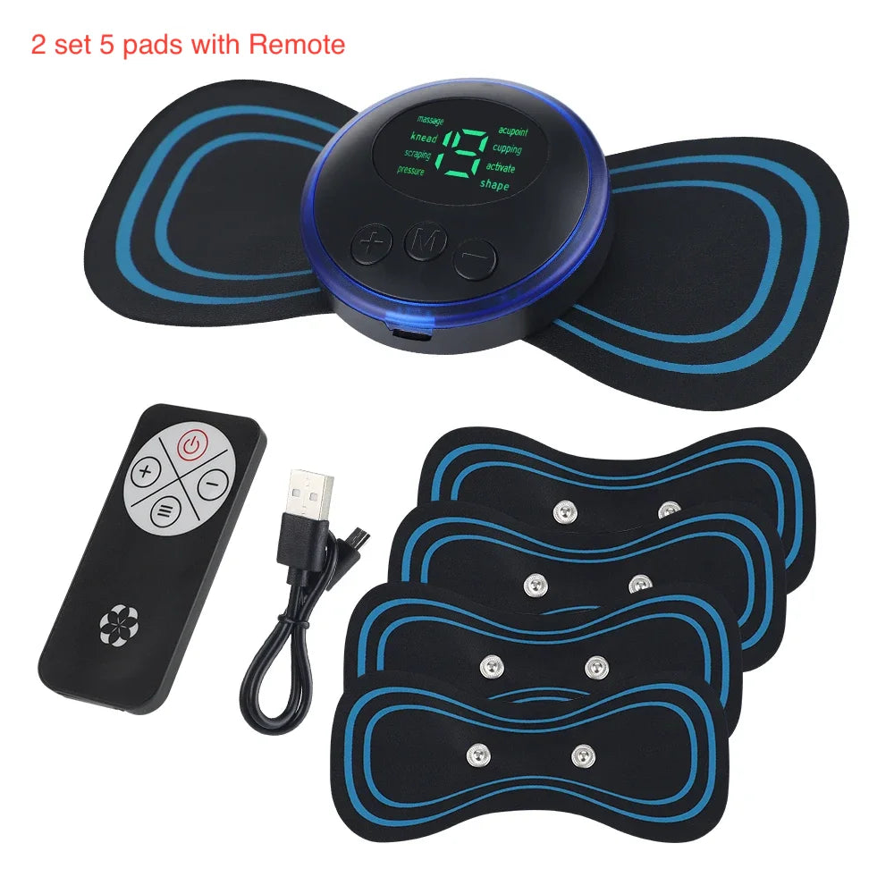 Portable Electric Pulse Neck & Body Massager with Remote & Heat Therapy