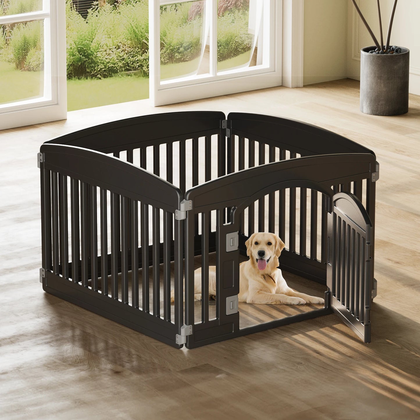 Portable Plastic Dog Playpen - Expandable 6-Panel Indoor & Outdoor Pet Fence