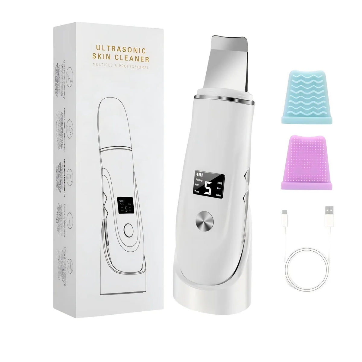Ultrasonic Facial Skin Scrubber - Deep Cleansing & Blackhead Remover Spatula