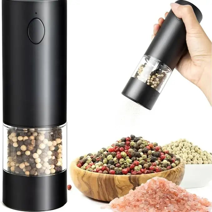 Electric Salt and Pepper Grinder - Rechargeable Automatic One-Handed Spice Mill