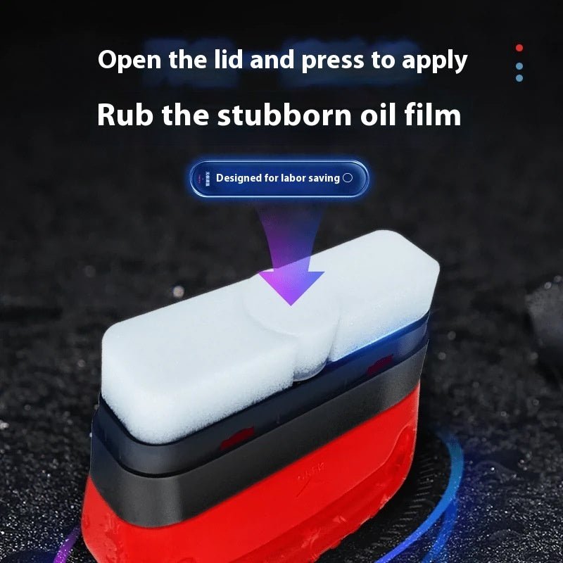 Car Glass Oil Film Cleaning Brush with Cleaning Solution - Qeepin