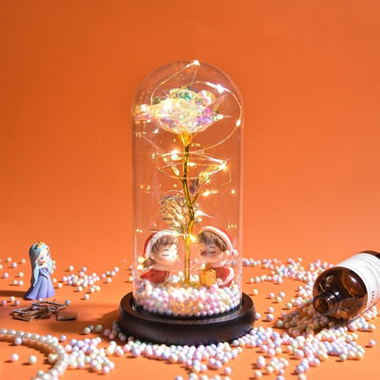 Enchanted Beautiful Forever Roses in Glass Dome - Qeepin