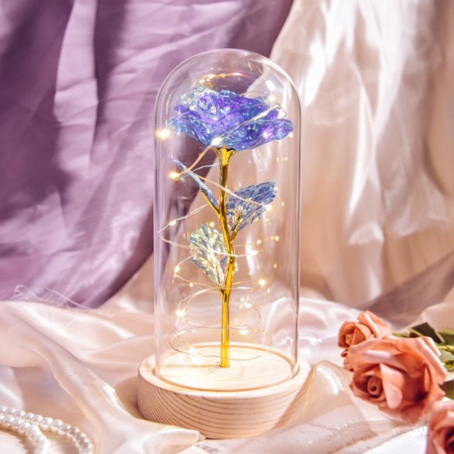 Enchanted Blue Rose in Glass - Qeepin