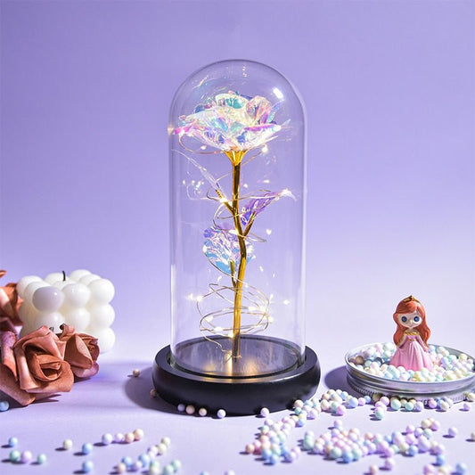 Enchanted Galaxy Rose in Glass - Qeepin