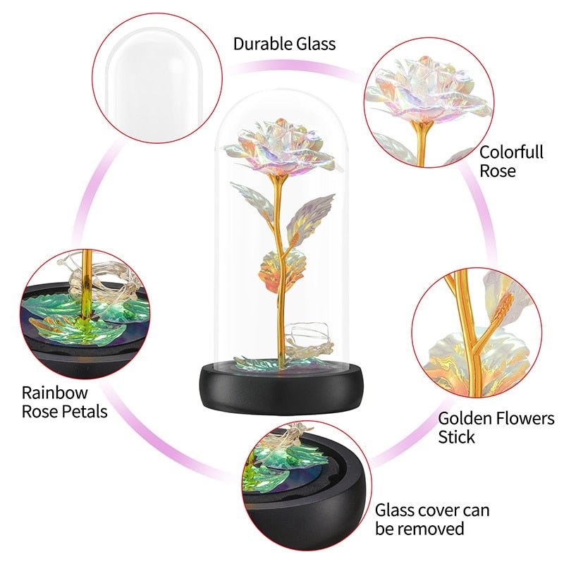 Enchanted Galaxy Rose in Glass - Qeepin