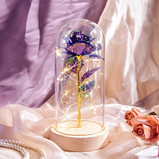 Enchanted Purple Rose in Glass - Qeepin