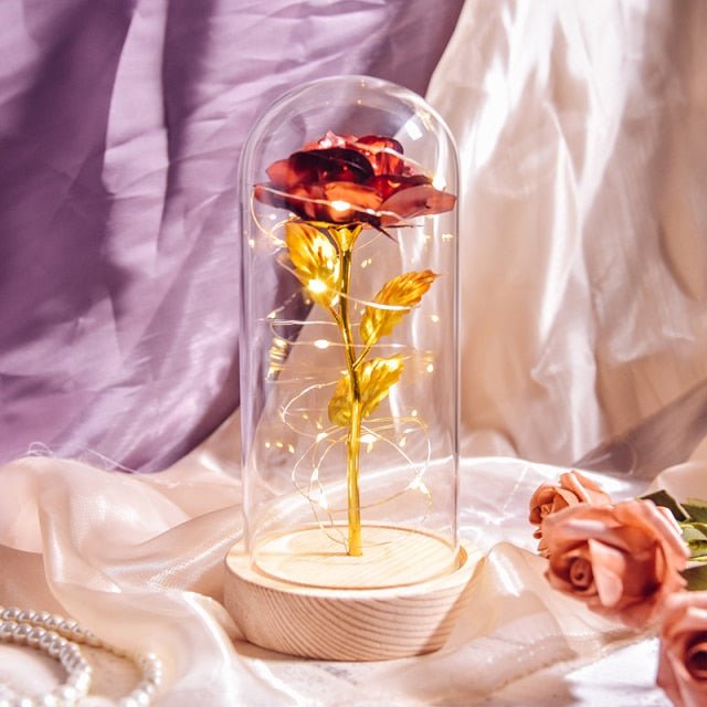 Enchanted Red Rose in Glass - Qeepin