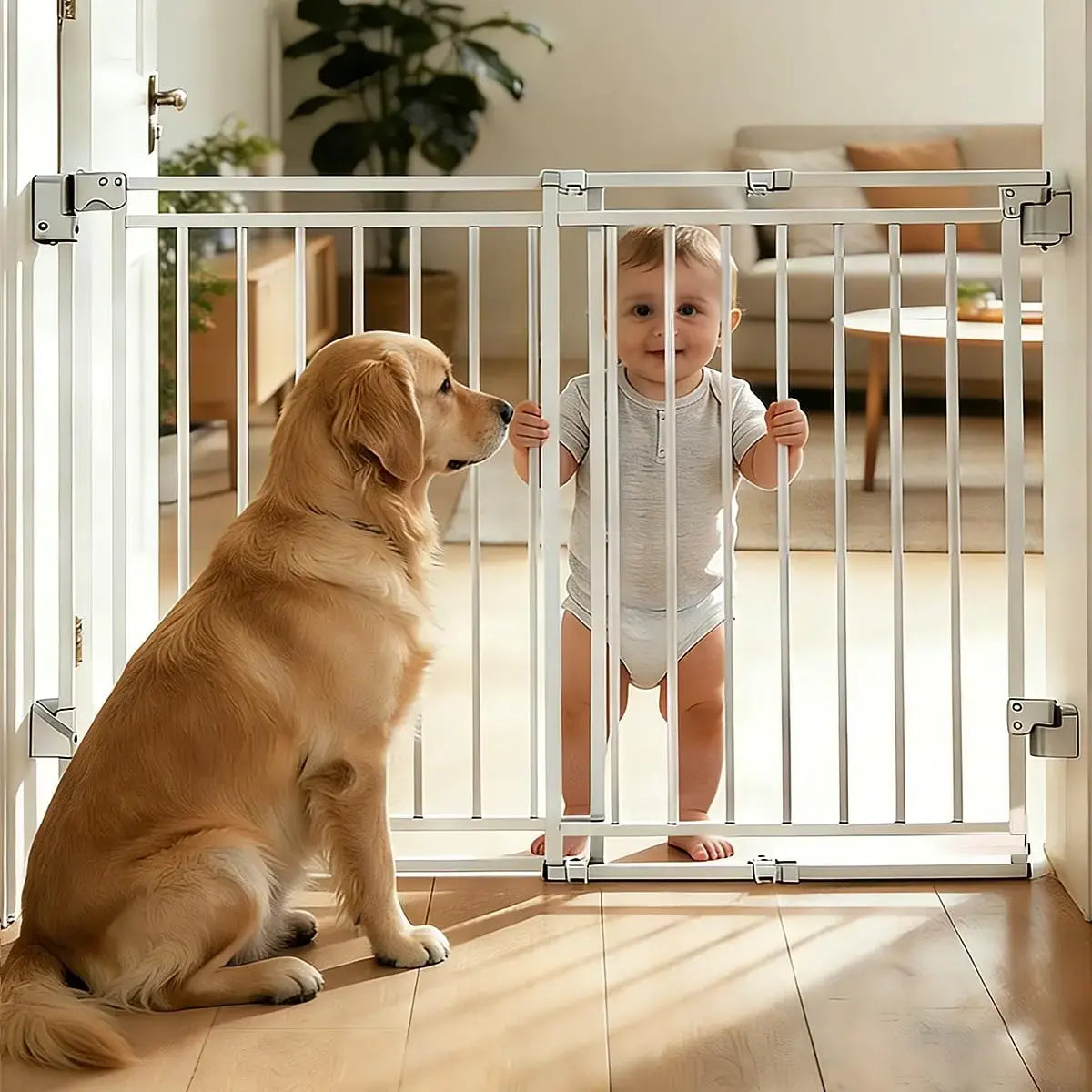 Adjustable Baby Safety Gate - Walk-Through Pet Barrier for Stairs & Doorways