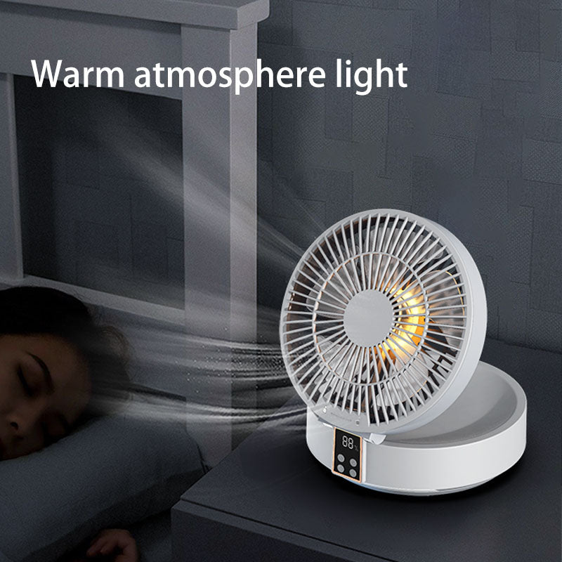 Portable Rechargeable Wall Fan with Remote Control and Night Light - Qeepin