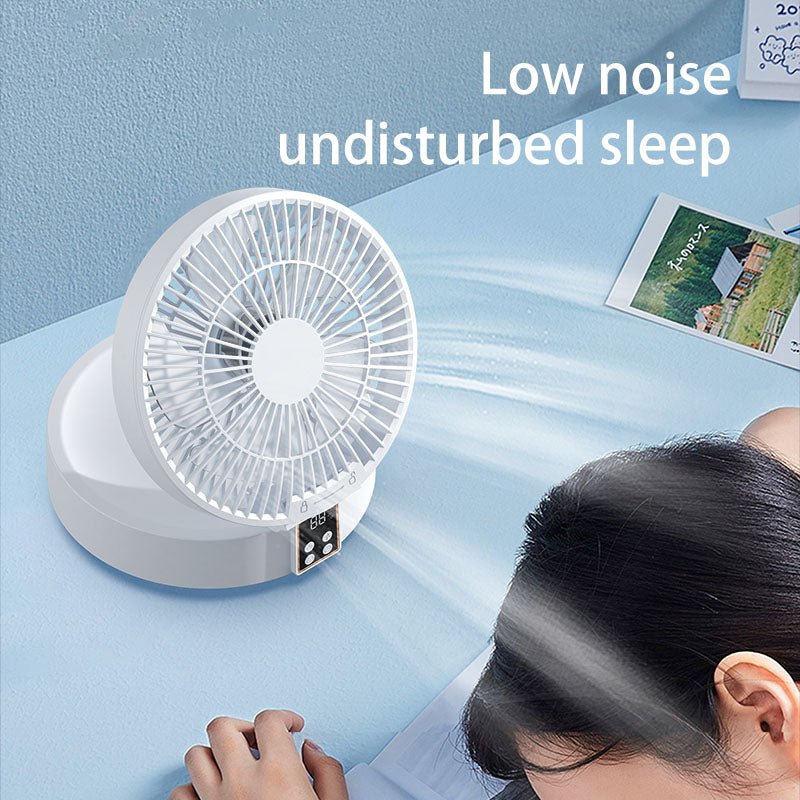 Portable Rechargeable Wall Fan with Remote Control and Night Light - Qeepin