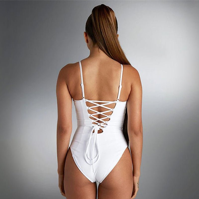Sexy Solid Color Backless One-Piece Swimsuit for Women - Summer Bikini - Qeepin