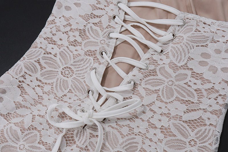 Strapless Lace - Up Back A - Line Party Dress for Women - Qeepin