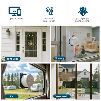 3MP 2K Window Security Camera - WiFi 6 Indoor Home Surveillance with Color Night Vision